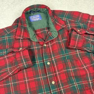 Pendleton Board‎ Shirt Hay Tartan Plaid Wool Button Down Red Men's Size Large M